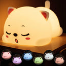 Luminária Abajur Gatinho Led Infantil Silicone Touch
