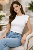 Blusa Branca Ribana Muscle Tee Elegante Confortável Regata